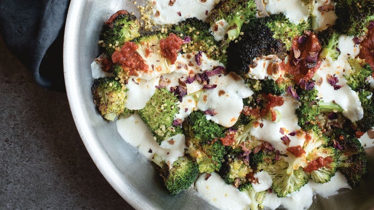 BookClub_309_Roasted-Broccoli_bjk_resized Roasted Broccoli with Harissa, Cloves, and Rose Petals recipe