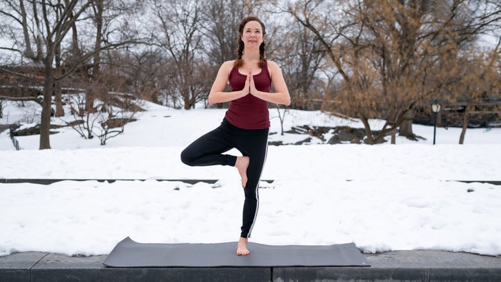Dana Slamp demonstrates Tree Pose