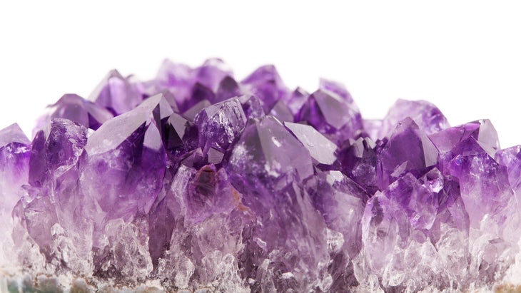 Purple amethyst pictured up close