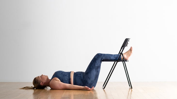 Woman in Legs-Up-a-Chair Pose