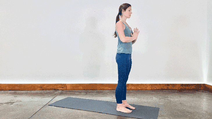 This image shows a person moving through Surya Namaskar A (Sun Salutation A)