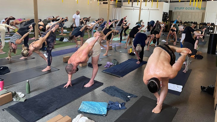 Calvin teaching a yoga class