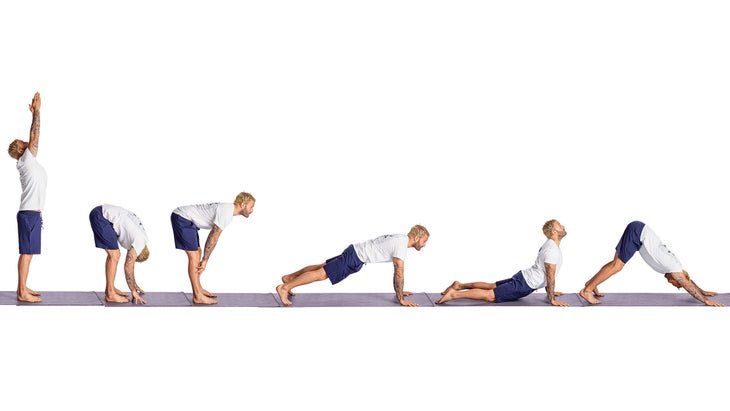 Calvin Corzine performing a sun salutation sequence