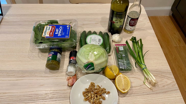 All of the ingredients for the green goddess salad dip