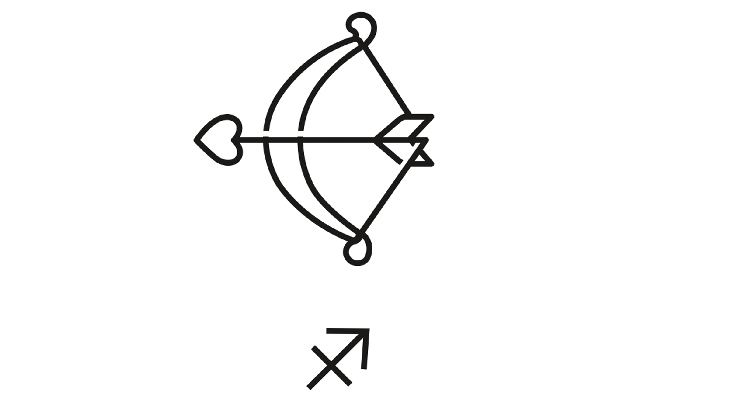 Zodiac sign of a bow and arrow for Sagittarius