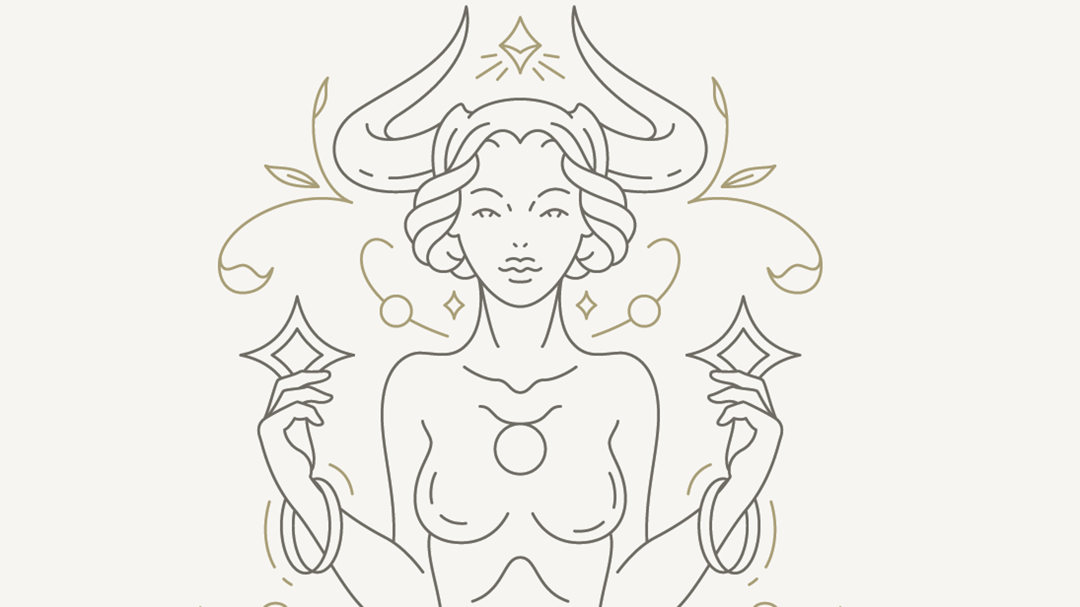 Illustration of a goddess representation of Taurus holding stars and embracing the vibe of Venus and its emphasis on beauty and self love