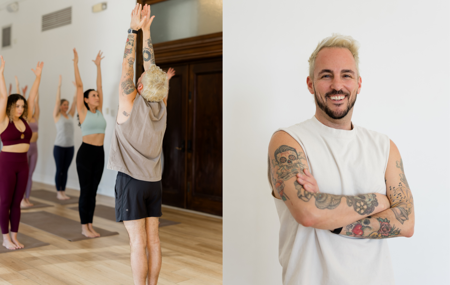 Yoga teacher Patrick Franco leading a yoga class