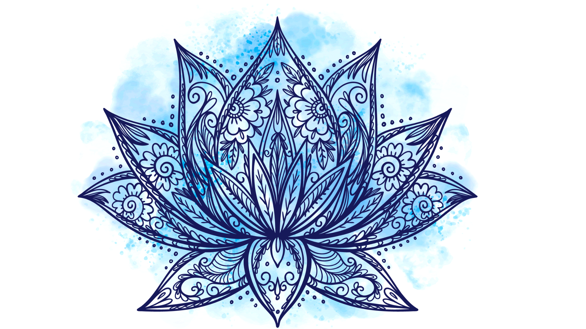 Blue drawing of an Egyptian blue lotus flower