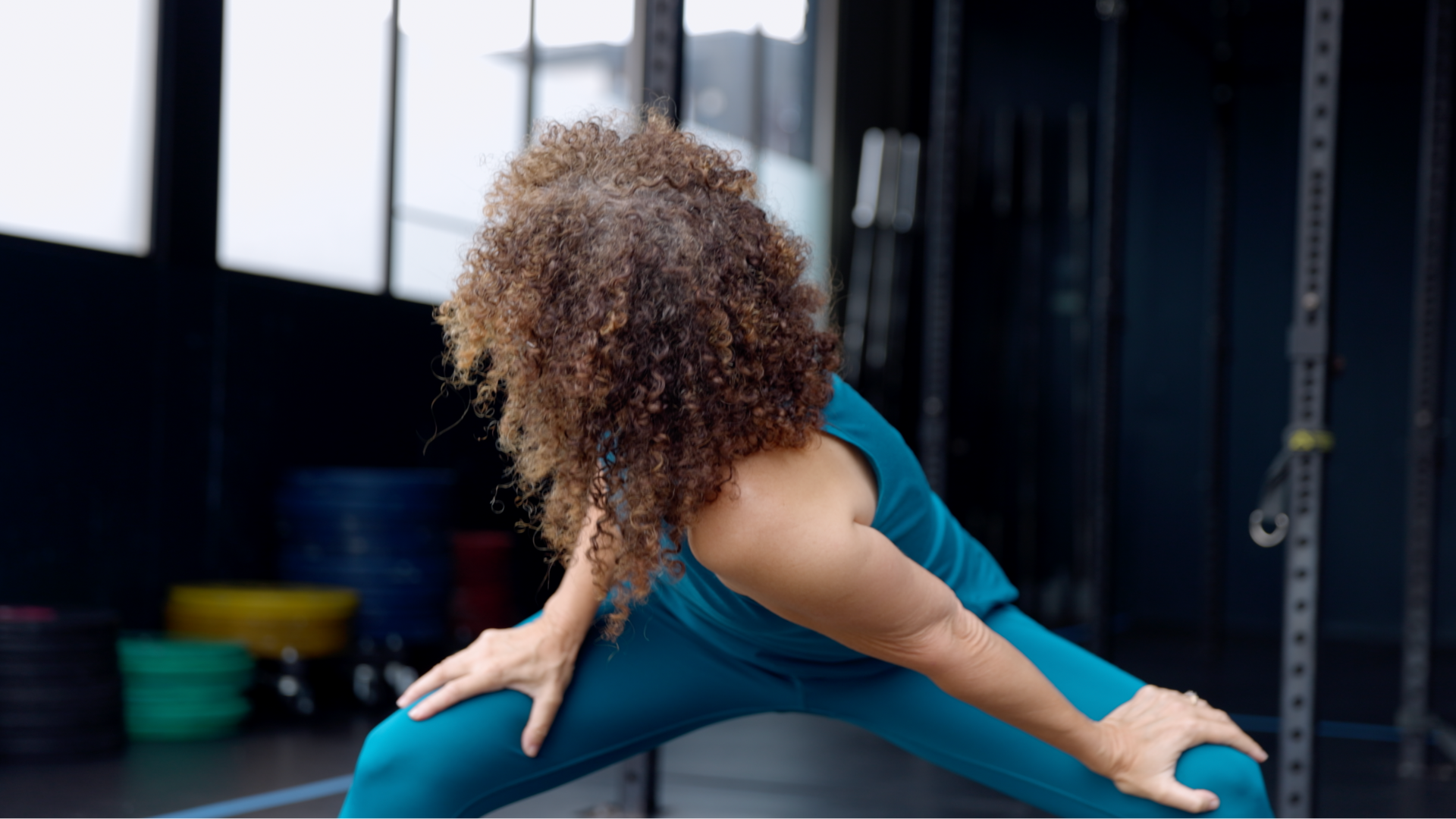 Woman practicing gym yoga