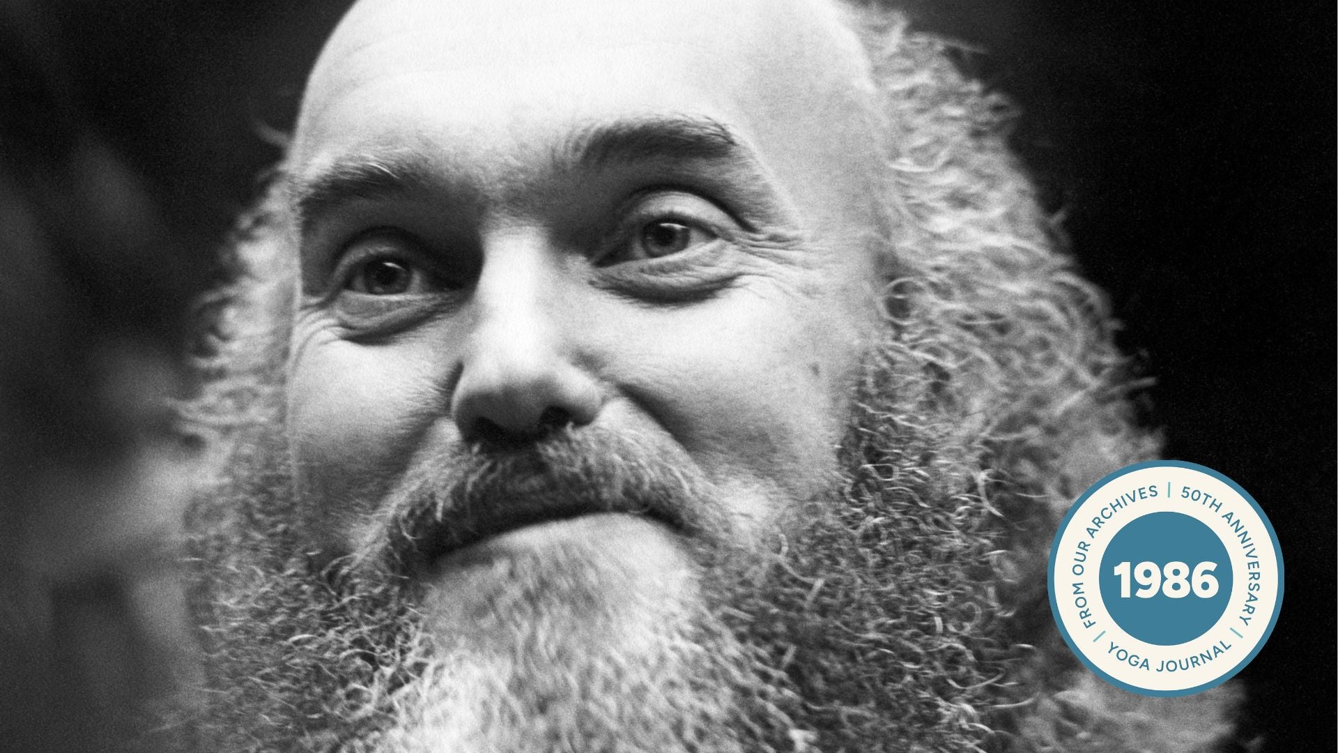 Black and white image of Ram Dass.